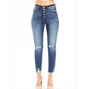 NWT KanCan High Rise Button Down Ankle Skinny 13